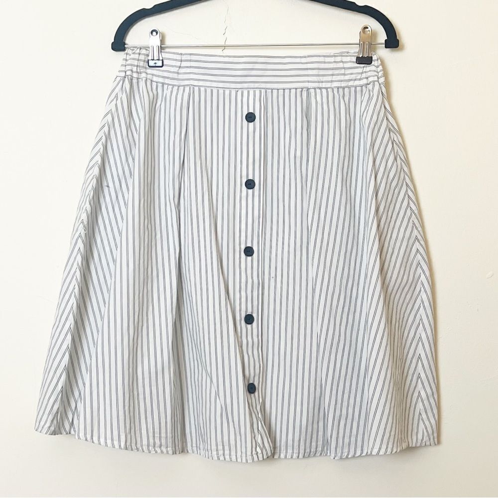 Philosophy Striped Faux Button-Down A-Line Skirt, Size Large